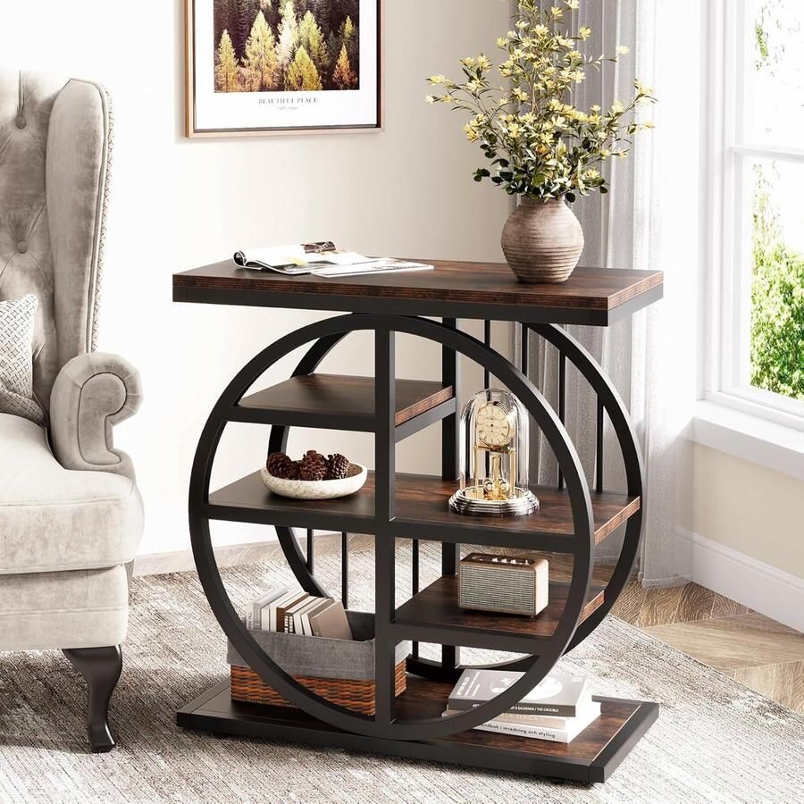 Tribesigns Bijzettafels- 60x30x67cm Bijzettafel Voor De Woonkamer Bijzettafel Van Hout En Metaal Bruin