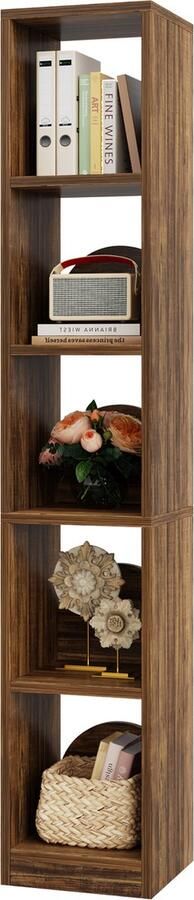 Tribesigns Boekenkast Boekenrek Industrieel 5 Lagen Hout 30 x 30 x 165cm Rustiek Bruin