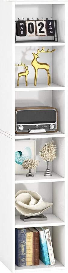 Tribesigns Boekenkast Boekenrek Industrieel 5 Lagen Hout 30 x 30 x 165cm Wit