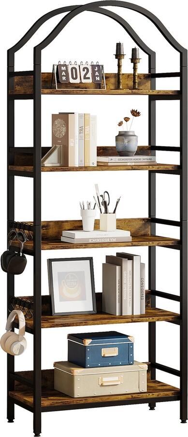 Tribesigns Boekenkast Boekenrek Industrieel 5 Lagen Hout 60 x 30 x 185cm Rustiek Bruin