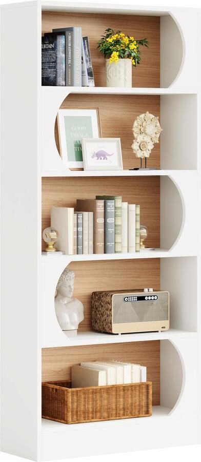 Tribesigns Boekenkast Boekenrek met 5 Planken Morden Kasten Spaanplaat Wit 80 x 30 x 180 cm