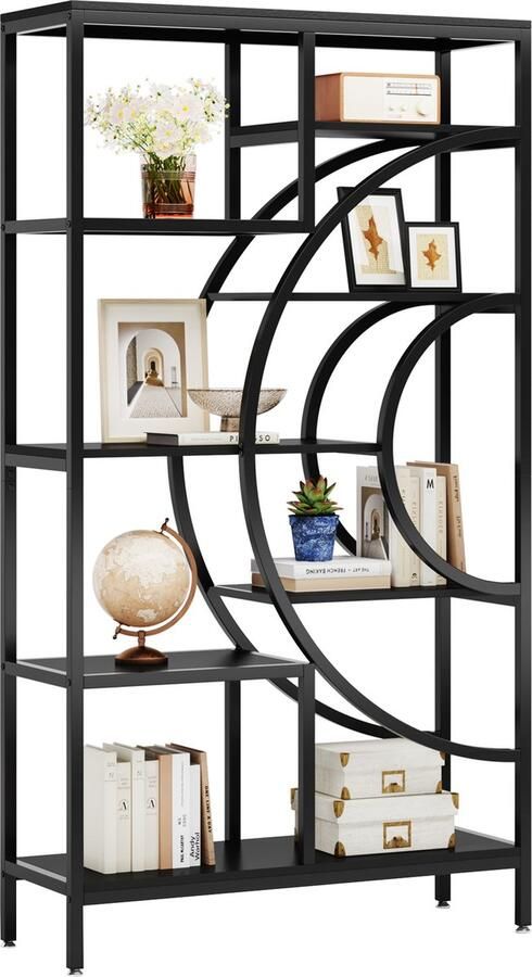 Tribesigns Boekenkast Geometrische Boekenkast Industrieel 8 Lagen Hout Metaal 100 x 30 x 179cm Rustiek Bruin - Foto 2