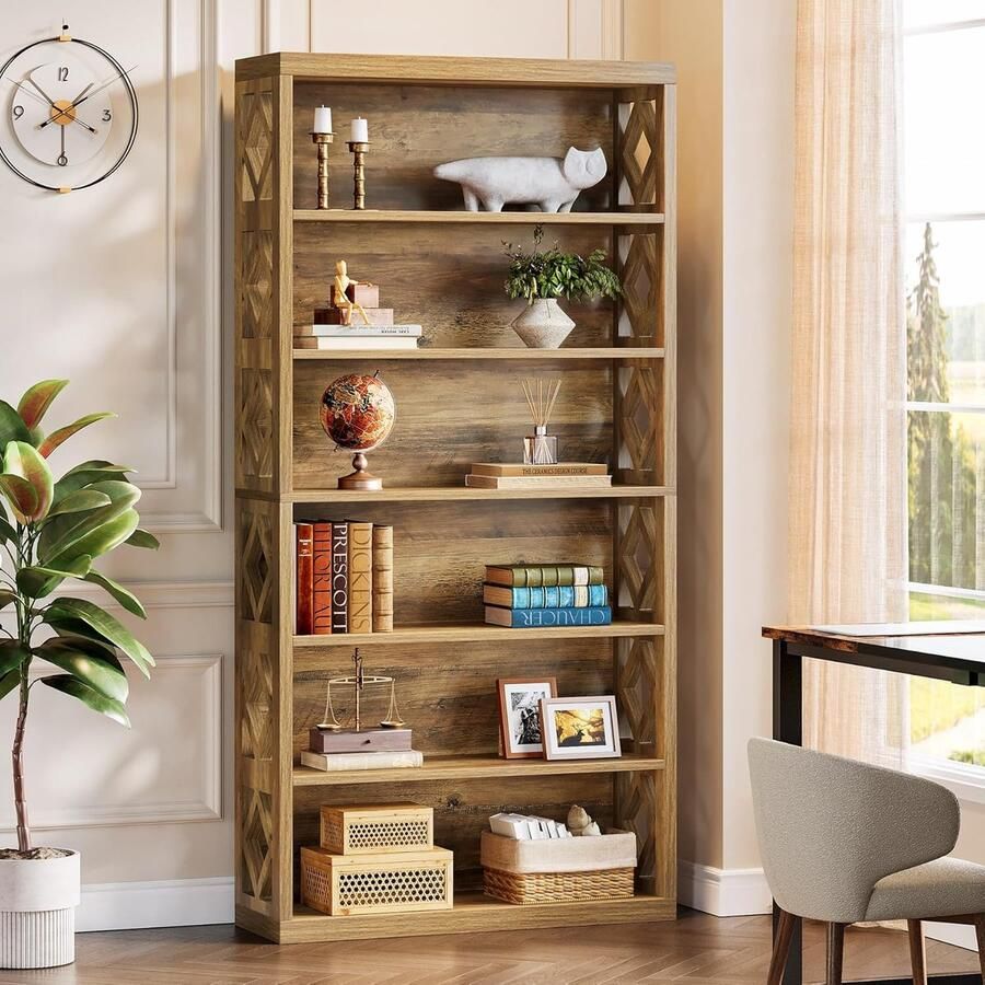 Tribesigns Boekenkast Industrieel Boekenrek met 5 Planken Hout Bruin 80 x 30 x 190cm voor Woonkamer Studeerkamer Kantoor