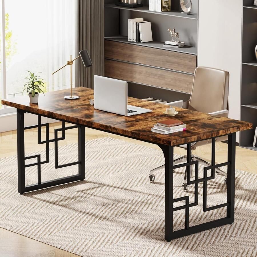 Tribesigns Bureau Computerbureau Computer Tafel Bureautafel Vintage Bruinzwart 160 x 80 x 75cm