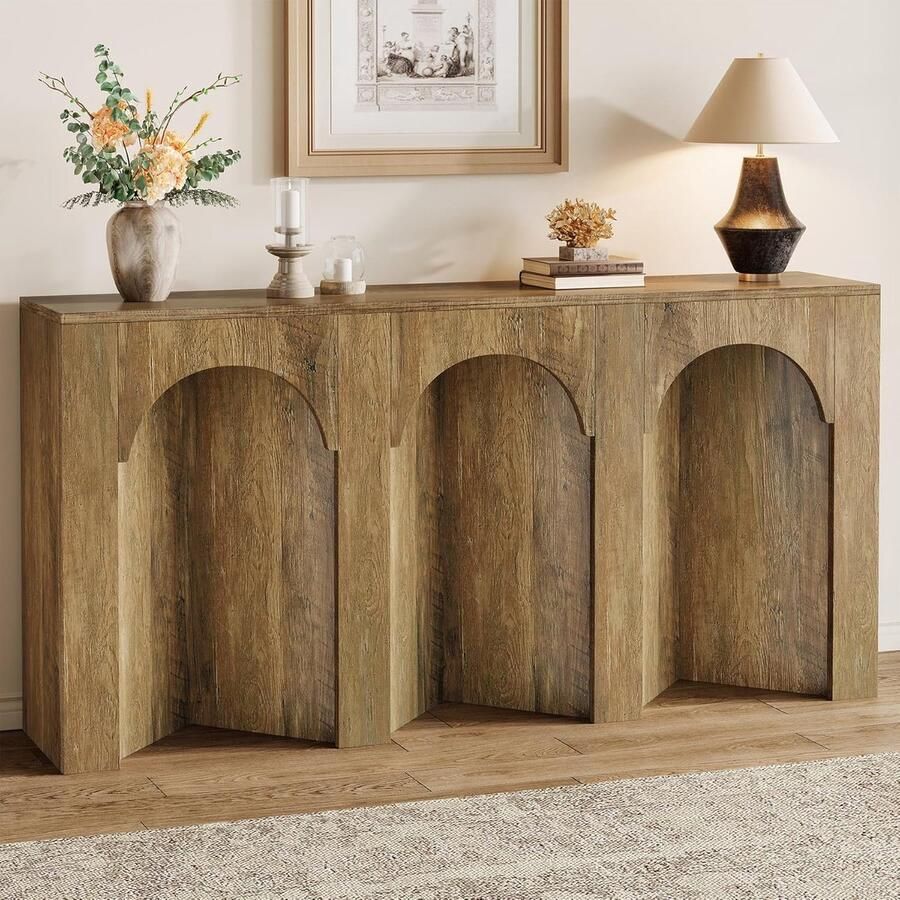 Tribesigns Console Tafel Dressoirtafel Industrieel Bijzettafel Hout Bruin 160 x 30 x 80 cm