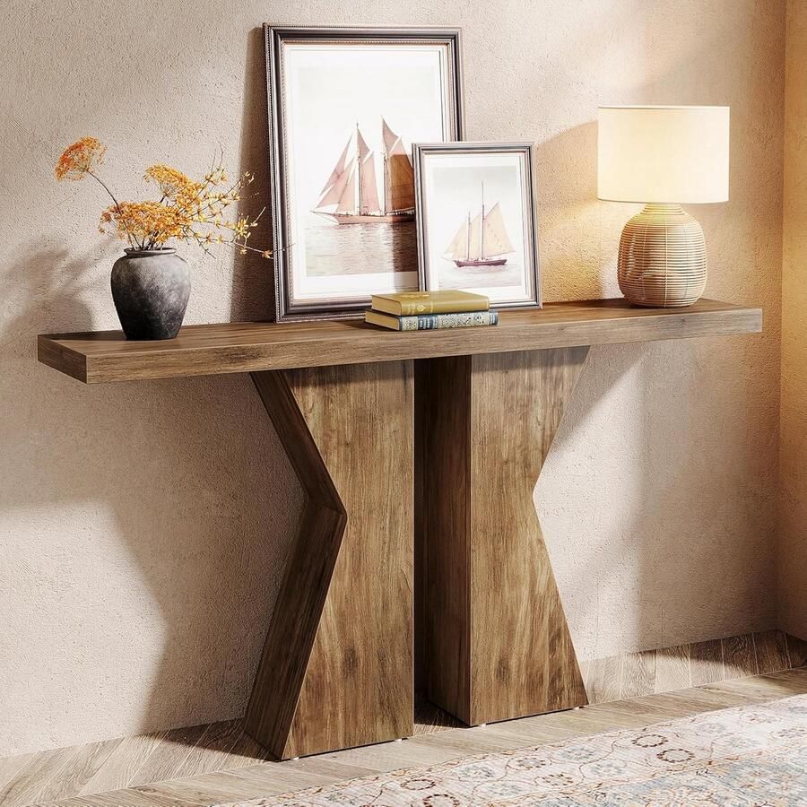 Tribesigns Console Tafel Dressoirtafel Industrieel Bijzettafel Hout Bruin 30 x 140 x 80 cm