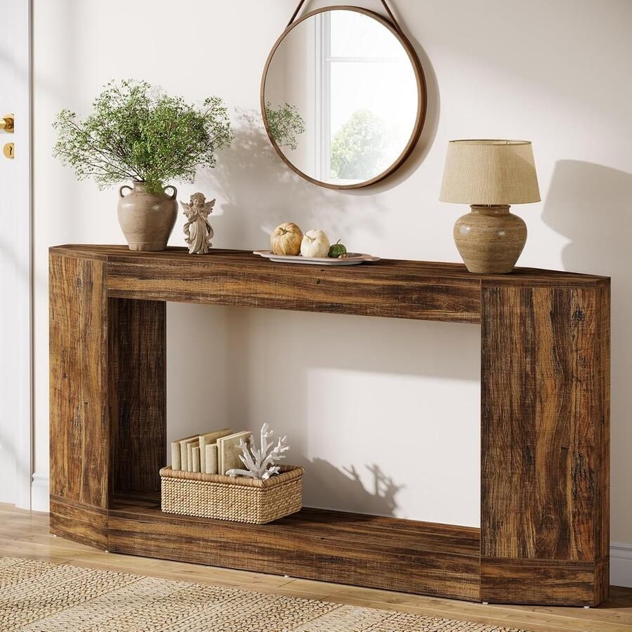 Tribesigns Consoletafe Sidetable met Opbergruimte Bruin 160 x 30 x 82 cm Console Tafel voor Hal Woonkamer Entree Foyer