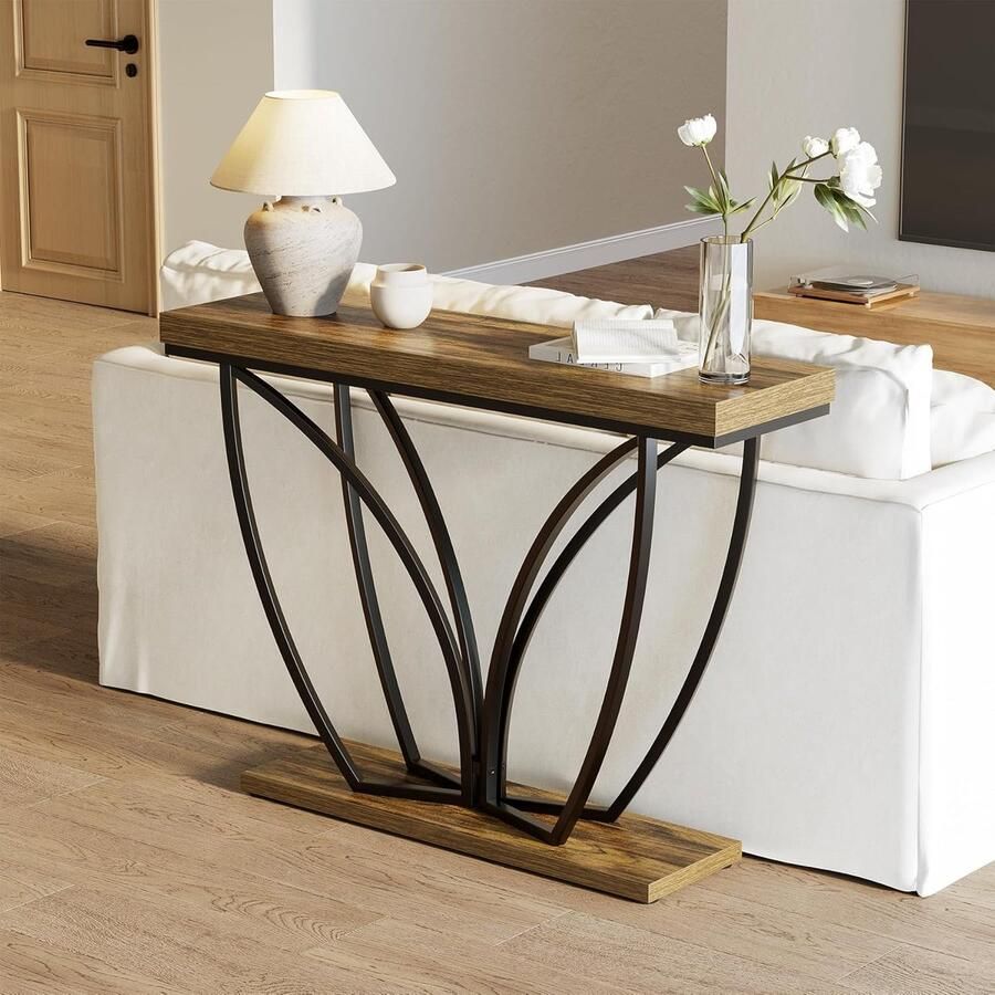 Tribesigns Consoletafel Industriële Haltafel Bruin 105 x 30 x 80 cm Consoletafel voor Hal Woonkamer Entree Foyer