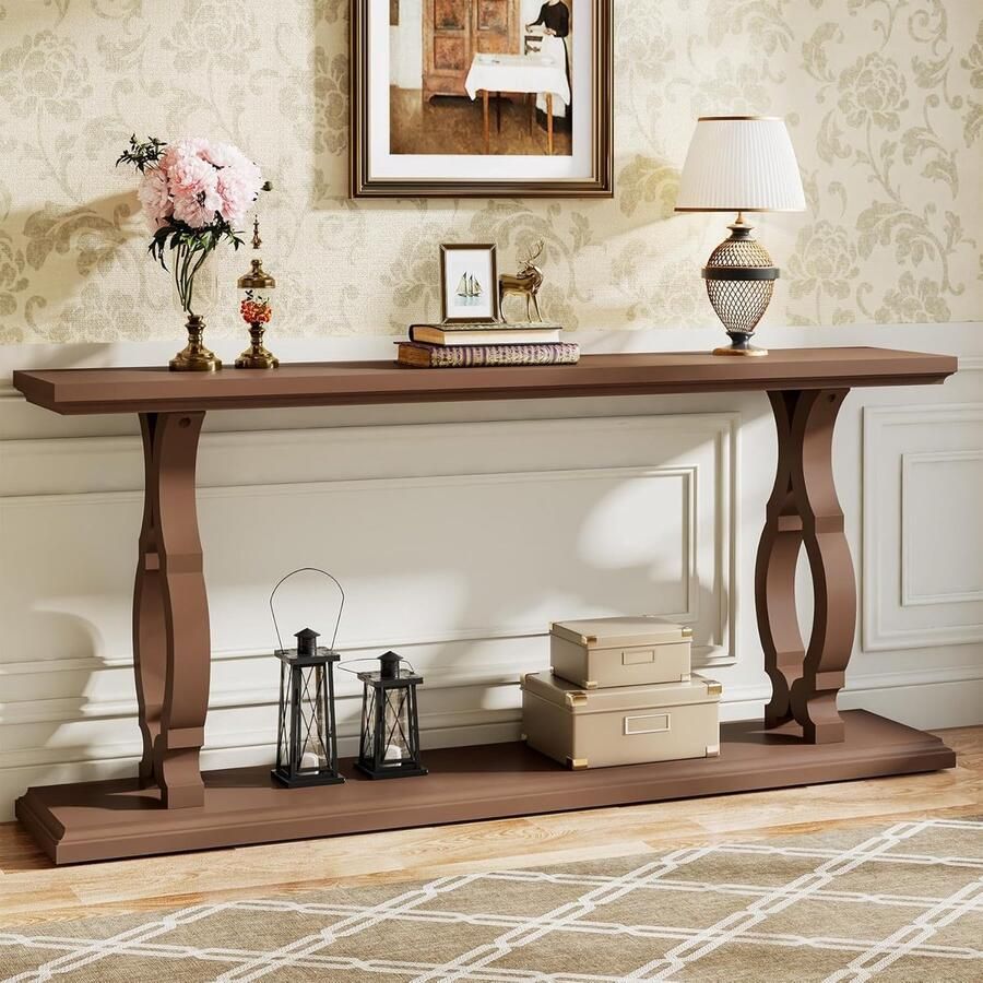 Tribesigns Consoletafel Sidetable Console Haltafel Metaal Hout Bruin Industrieel 160 x 80 x 30 cm Console Tafel voor Hal Woonkamer Entree