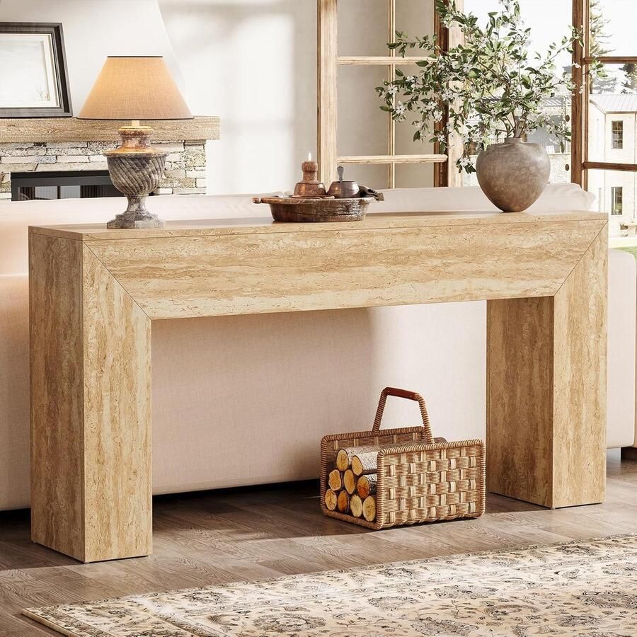 Tribesigns Consoletafel Sidetable Hout Beige Sofa Tafe 160 x 30 x 80 cm Console Tafel voor Hal Woonkamer Entree