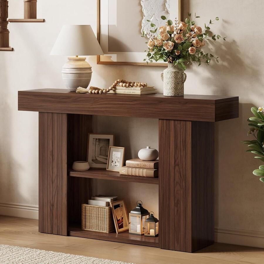 Tribesigns Consoletafel Sidetable Hout Bruin Industrieel 135 x 30 x 85 cm Console Tafel voor Hal Woonkamer Entree