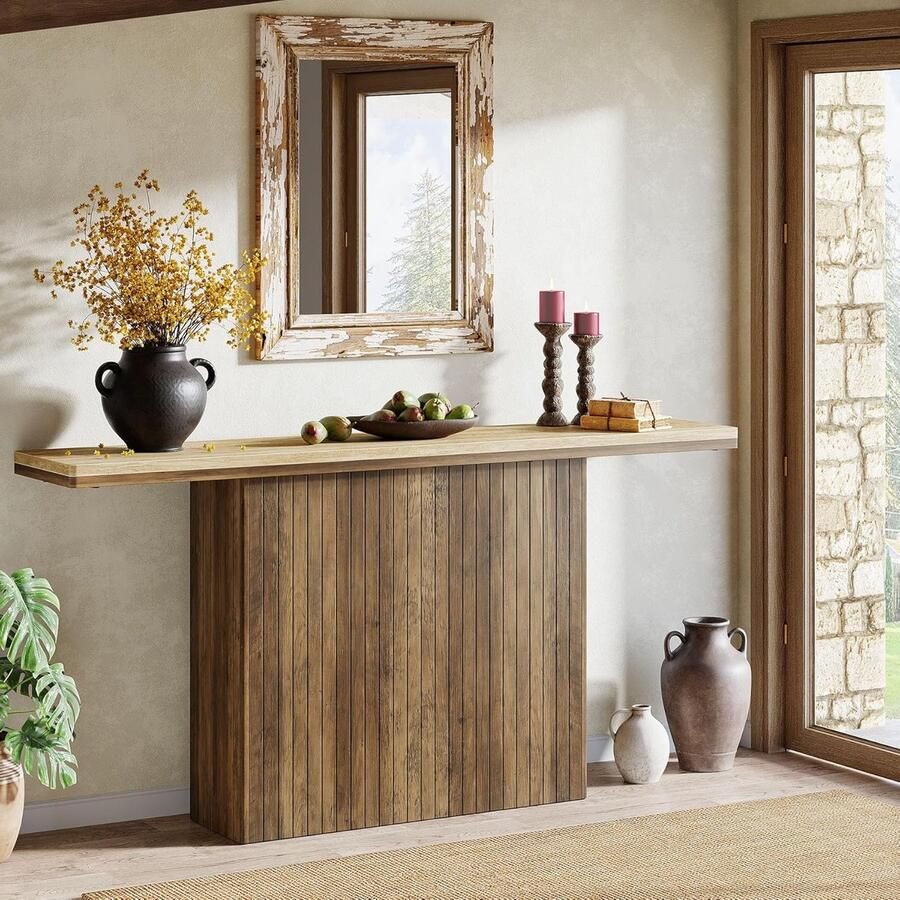 Tribesigns Consoletafel Sidetable Hout Bruin Industrieel 160 x 30 x 80 cm Console Tafel voor Hal Woonkamer Entree