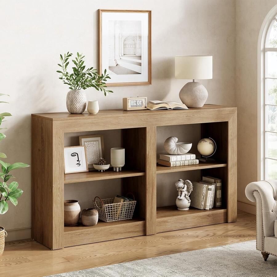 Tribesigns Consoletafel Sidetable Hout Eikenkleur Sofa Tafe 150 x 35 x 85 cm Console Tafel voor Hal Woonkamer Entree