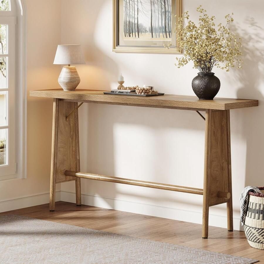 Tribesigns Consoletafel Sidetable met Metalen Poten Hout Bruin Modern 160 x 35 x 85 cm Console Tafel voor Hal Woonkamer Entree