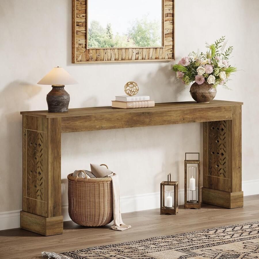 Tribesigns Consoletafel Sidetable met Poten in Retro hol Patroon Rustiek Bruin 160 x 30 x 80 cm Houten Console Tafel voor Hal Woonkamer Entree
