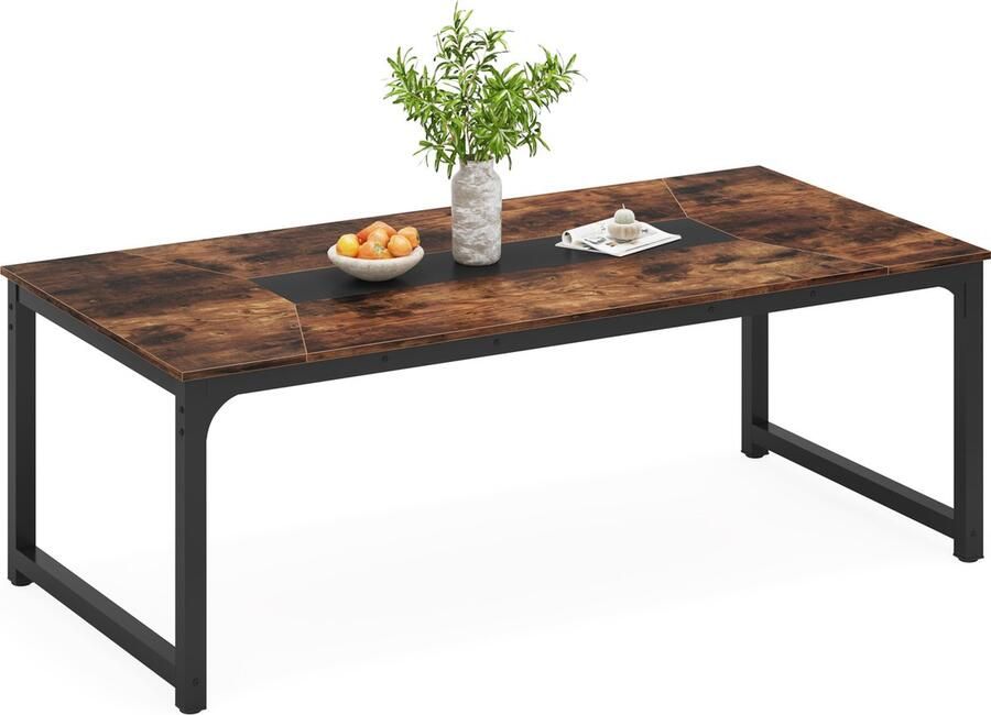 Tribesigns Keukentafel Eettafel 180 X 90 X 77 cm Eetkamertafel Voor 6-8 Personen met Stevige Metalen Poten Industrieel Design Vintage Rustiek Bruin