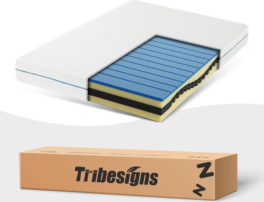 Tribesigns Matras 160x200 20cm dik HR Koudschuim Contour Gesneden 7-Zone S-vormig Ergonomisch Kielontwerp Afneembare Tijk Wasbaar
