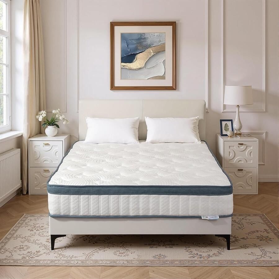Tribesigns Matras Binnenveringmatras 160x200 25cm dik Matras met Gel-Traagschuim met Oeko TEX Certificaat 7 Zone Orthopedisch Matras Pocketveringmatras Gemiddelde Hardheid H3