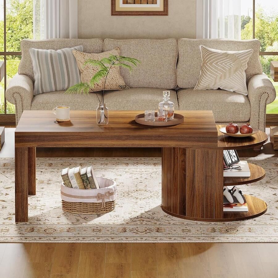 Tribesigns Rechthoekige Salontafel 130×60×50 CM Moderne Houten Salontafel Bruin Voor Woonkamers Thuiskantoor