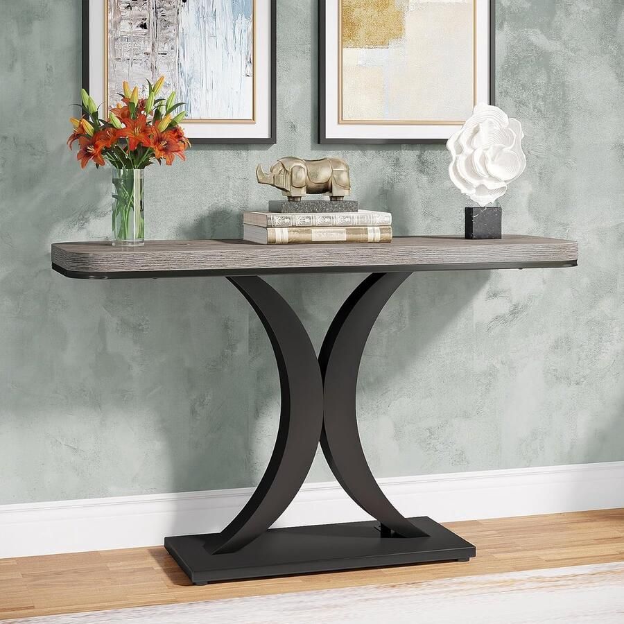 Tribesigns Sidetable Consoletafe Grijs 100 x 30 x 83 cm Console Tafel voor Hal Woonkamer Entree