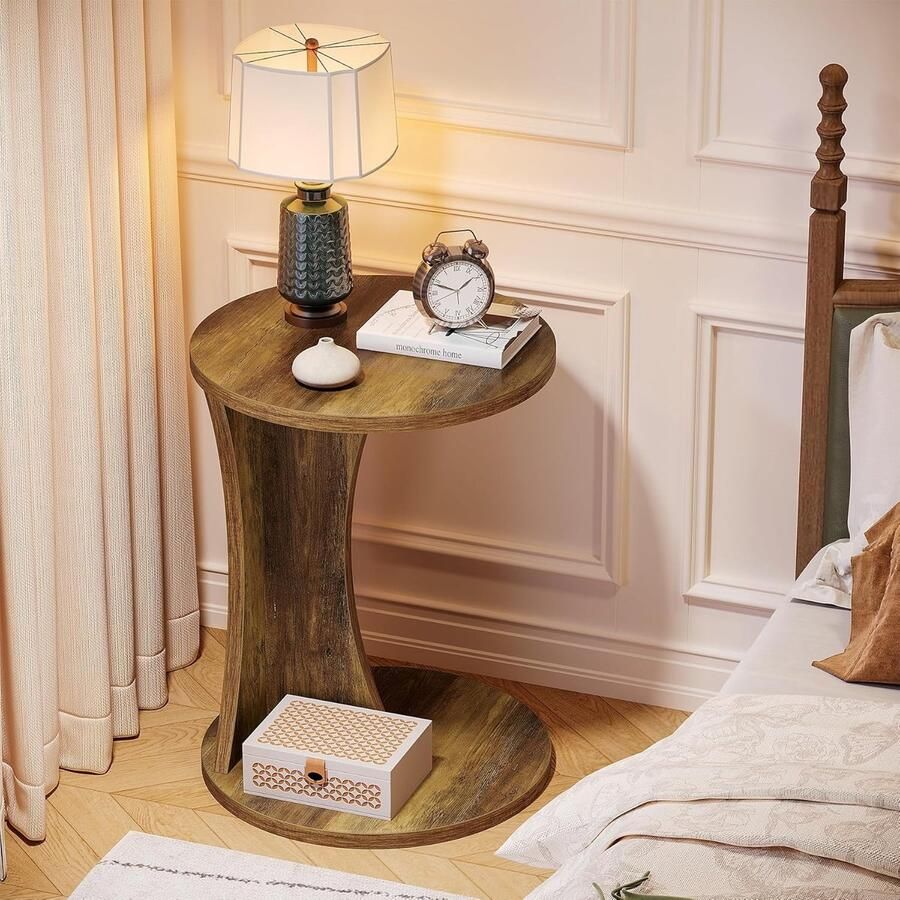 Tribewsigns Tribesngs Bijzettafel Bedtafel Zijtafel 50 x 50 x 65 cm Nachtkastje Kleine Salontafel voor Woonkamer Slaapkamer Bruin