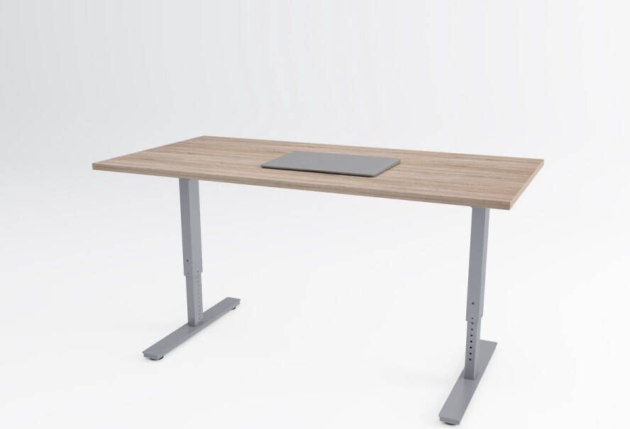Trifurno Tri-desk Bolt Hoogte instelbaar bureau Aluminium onderstel Robson eiken blad 140 x 80 cm
