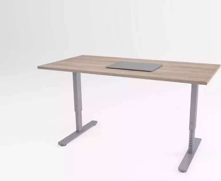 Trifurno Tri-desk Bolt Hoogte instelbaar bureau Aluminium onderstel Robson eiken blad 140 x 80 cm