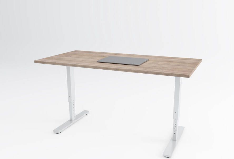 Trifurno Tri-desk Bolt Hoogte instelbaar bureau Wit onderstel Robson eiken blad 140 x 80 cm
