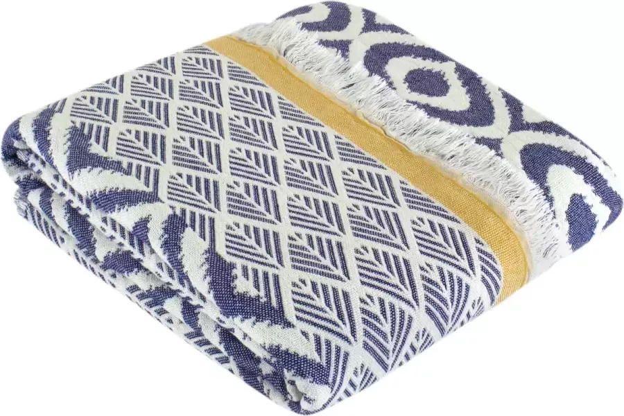 Trimita Asude Katoenen Deken Plaid Katoen Fair Trade Deken voor Sofa Stoel Bed Bank Cover 135 x 170 cm Blauw&Rood