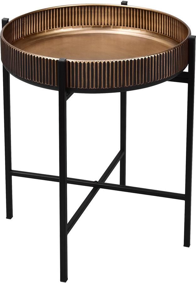 TRIO Bijzettafel Caly Rond 42cm Goud Zwart Metaal