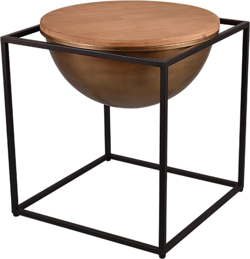 TRIO Bijzettafel Elina 53x53cm Zwart Metaal Hout