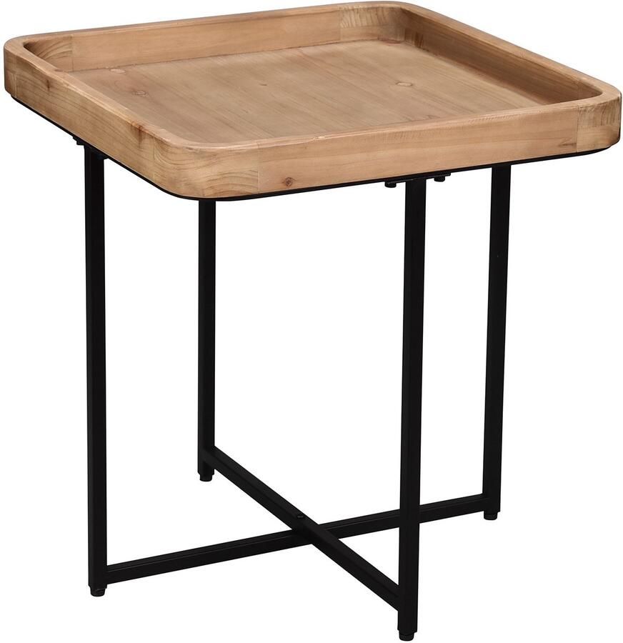 TRIO Bijzettafel Jayjay Houten blad Vierkant Zwart Metaal