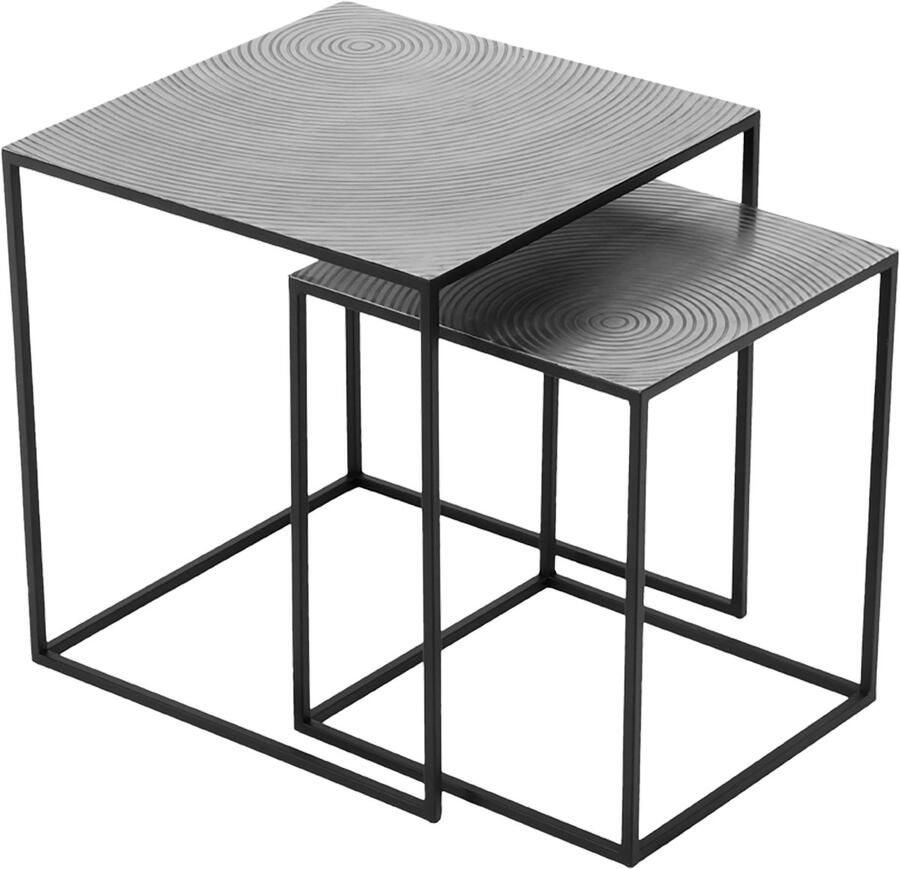 TRIO Bijzettafel Tashi 2-delig Vierkant Zilver Zwart Aluminium