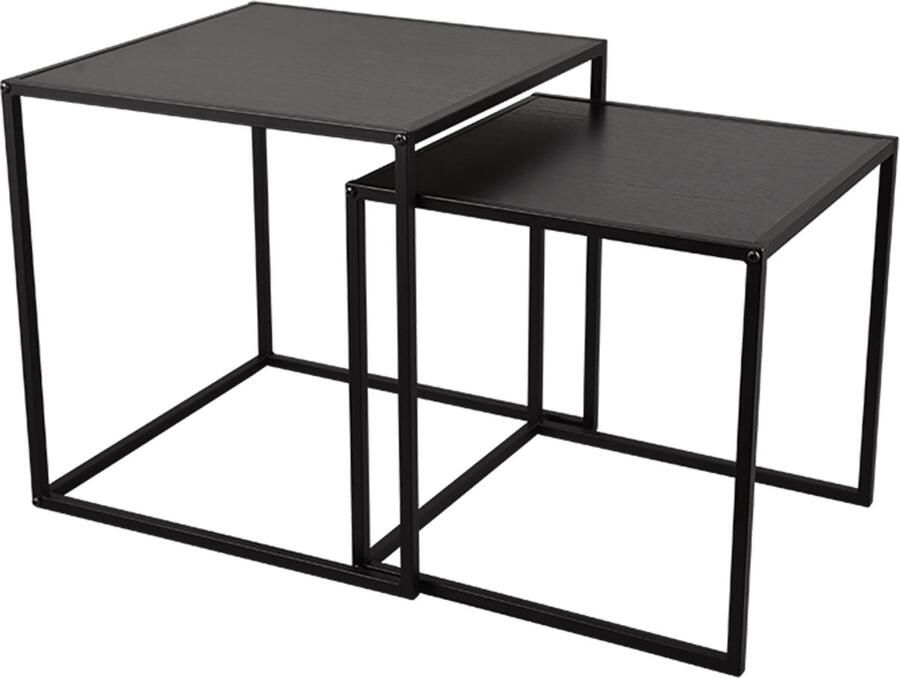 TRIO Bijzettafelset van 2 Hidde Consoletafels Zwart Metaal MDF