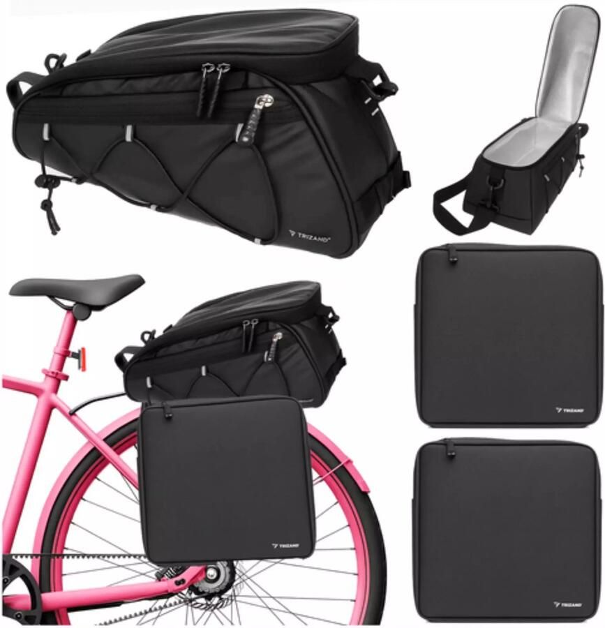 Trizand Fietstassen 3-Delig – 16L Bagagedrager Tas met Reflectie