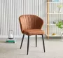 Troon Collectie Alyssa Eetkamerstoel Set van 2 Cognac met armleuning Leren uitstraling Microvezel Eetstoelen Stevige Eettafelstoel Eetkamer stoelen Extra stoelen voor huiskamer Dineerstoelen – Tafelstoelen - Thumbnail 2
