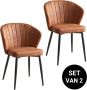 Troon Collectie Alyssa Eetkamerstoel Set van 2 Cognac met armleuning Leren uitstraling Microvezel Eetstoelen Stevige Eettafelstoel Eetkamer stoelen Extra stoelen voor huiskamer Dineerstoelen – Tafelstoelen - Thumbnail 1