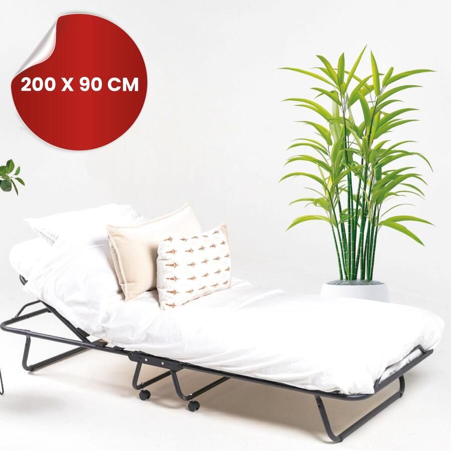 TROONZ Opklapbed Napoli 90x200 cm – Handmatig Verstelbaar Vouwbed met Luxe Matras – Compact Logeerbed Inklapbaar – Verstelbaar Eenpersoonsbed - Foto 2