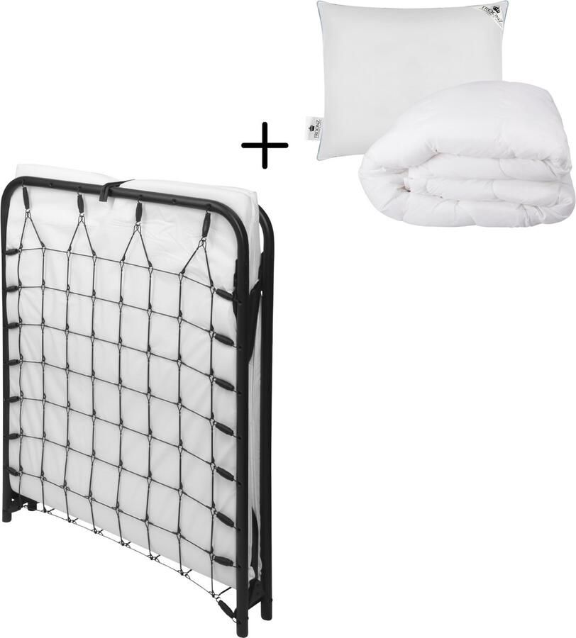 TROONZ Opklapbed Siena Deluxe 80x190 cm – Vouwbed Eenpersoons – Compact Inklapbaar Logeerbed – Gemakkelijk Op te Bergen – Ruimtebesparend Bed – Luxe Slaapoplossing Logeerbed inclusief Hoofdkussen en 4 seizoenen Dekbed - Foto 2