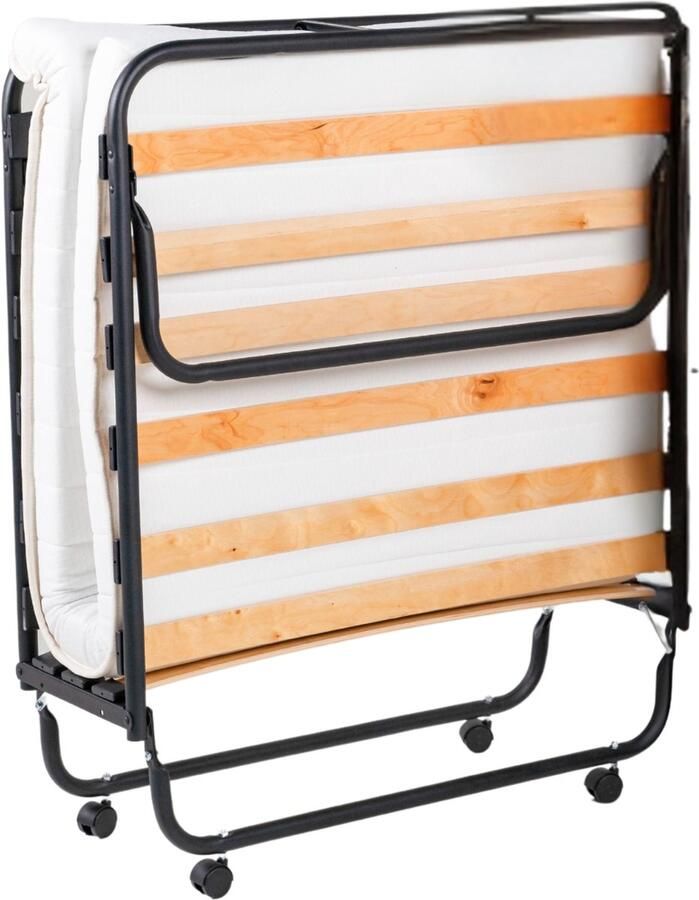 TROONZ Opklapbed Venetia Deluxe 90x190 Vouwbed incl. Luxe Matras van 10.5 cm Logeerbed Inklapbaar Lattenbodem Incl. Wielen Eenpersoonsbed - Foto 3