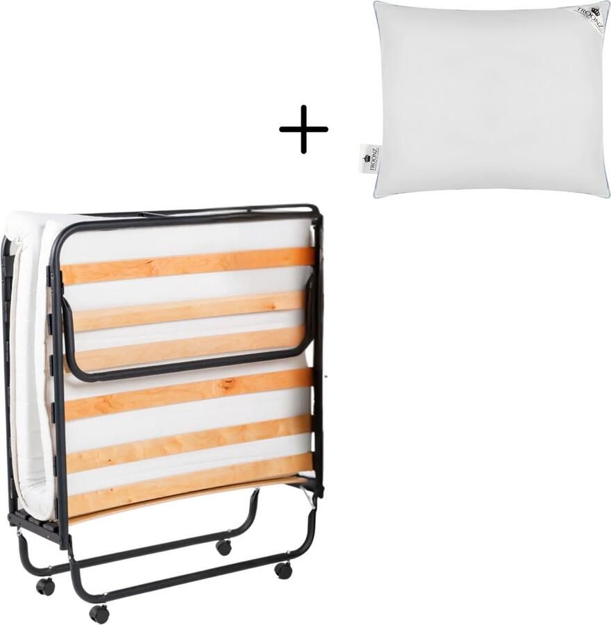 TROONZ Opklapbed Venetia Deluxe 90x190 Vouwbedden Vouwbed met Vouwmatras Luxe Matras Logeerbed Inklapbaar Logeerbed inclusief Hoofdkussen