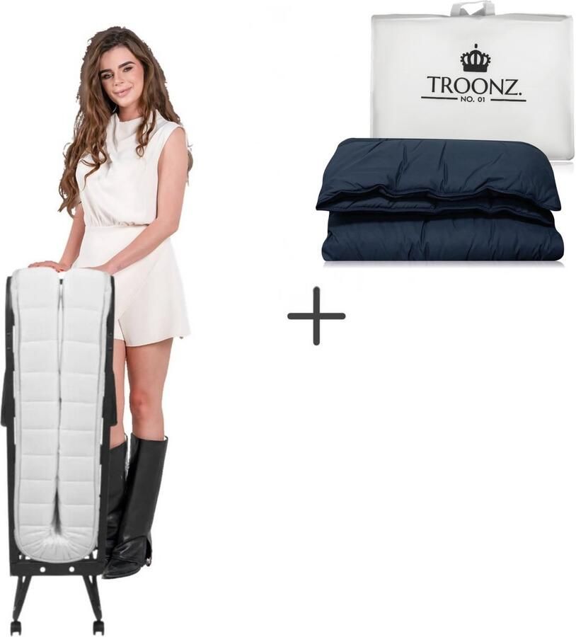 Troonz Opklapbed Verona 90x210 cm Logeerbed met Ergonomisch Matras van 11cm incl. Eenpersoons Dekbed zonder Overtrek Dreamscpae Lattenbodem