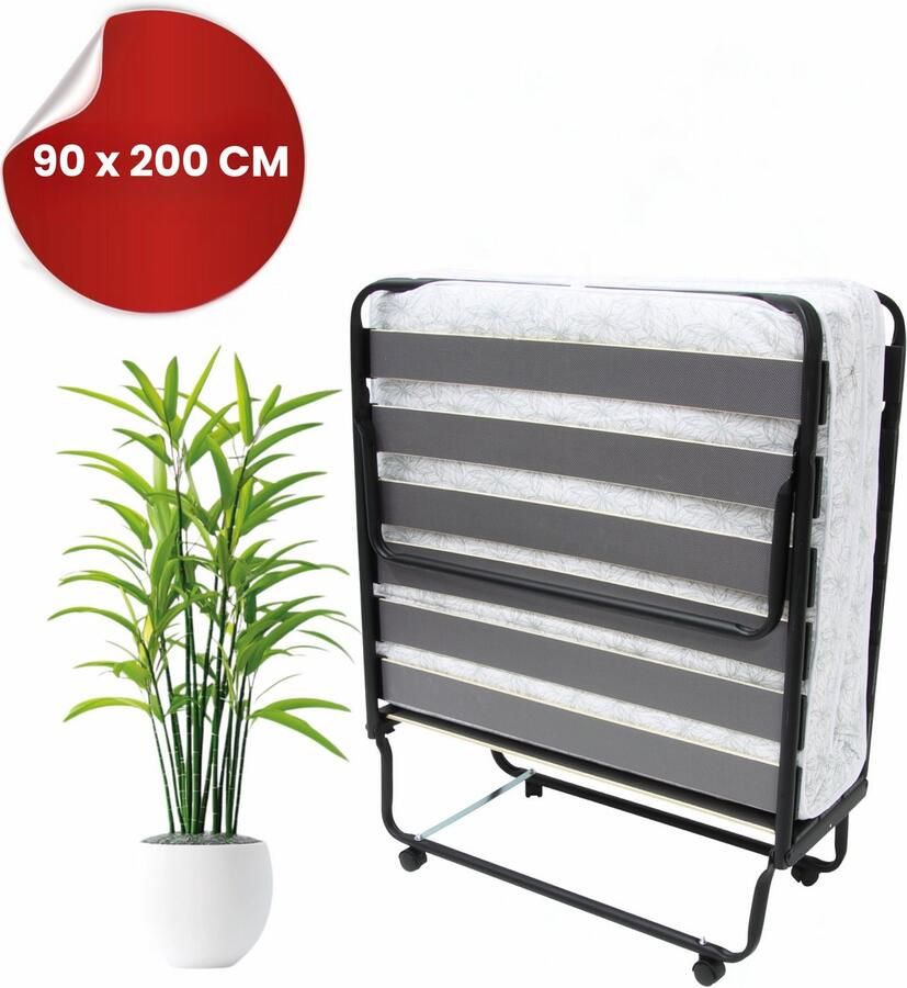 TROONZ Luxe Opklapbed Morena 90x200 cm – Eenpersoons Vouwbed Inklapbaar Logeerbed met Luxe Matras – Opvouwbaar Logeermatras – Ruimtebesparend Bed – Compact & Comfortabel - Foto 2