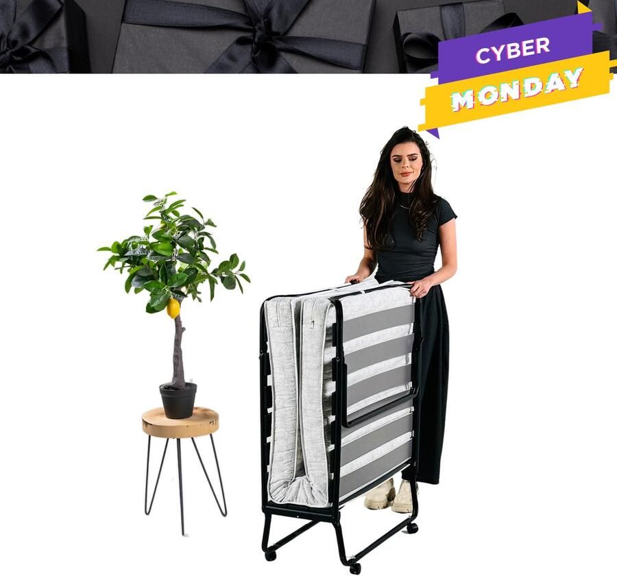 TROONZ Luxe Opklapbed Morena 90x200 cm – Eenpersoons Vouwbed Inklapbaar Logeerbed met Luxe Matras – Opvouwbaar Logeermatras – Ruimtebesparend Bed – Compact & Comfortabel