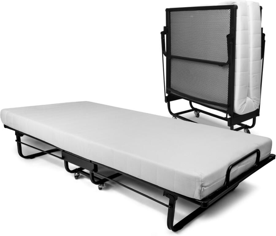 Troonz Luxe Vouwbed Livorno – Opklapbed 80x200 Logeerbed – incl. Koudschuimmatras van 15 cm Spiraalbodem Dagelijks Bruikbaar Eenpersoonsbed
