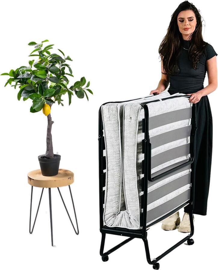 TROONZ Luxe Opklapbed Morena 90x200 cm – Eenpersoons Vouwbed Inklapbaar Logeerbed met Luxe Matras – Opvouwbaar Logeermatras – Ruimtebesparend Bed – Compact & Comfortabel - Foto 4