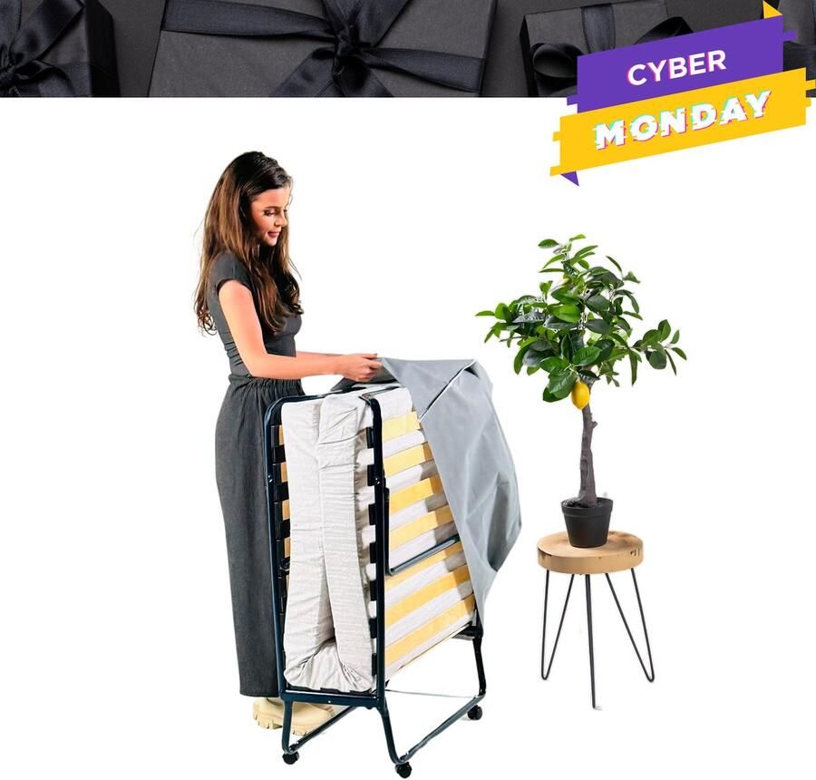 TROONZ Opklapbed Deluxe 90x200 cm – Vouwbed Logeerbed – incl. Koudschuimmatras Inklapbaar Logeermatras 30 nachten proefslapen Lattenbodem Incl. Wielen Eenpersoonsbed