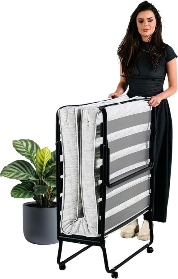 TROONZ Luxe Opklapbed Morena 90x200 cm – Eenpersoons Vouwbed Inklapbaar Logeerbed met Luxe Matras – Opvouwbaar Logeermatras – Ruimtebesparend Bed – Compact & Comfortabel - Foto 5