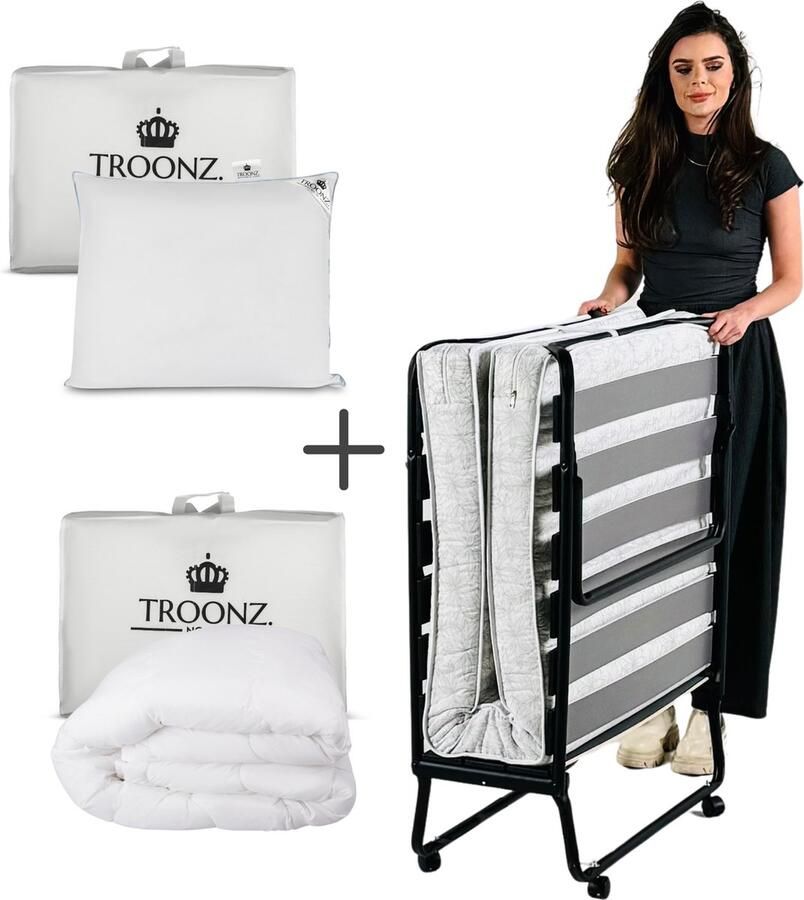 Troonz Vouwbed Morena Royal 90 x 200 cm Logeerbed inclusief Hoofdkussen en Enkel Dekbed Luxe Matras Opklapbed Eenpersoonsbed Logeermatras Opvouwbaar 30 dagen proefslapen - Foto 3