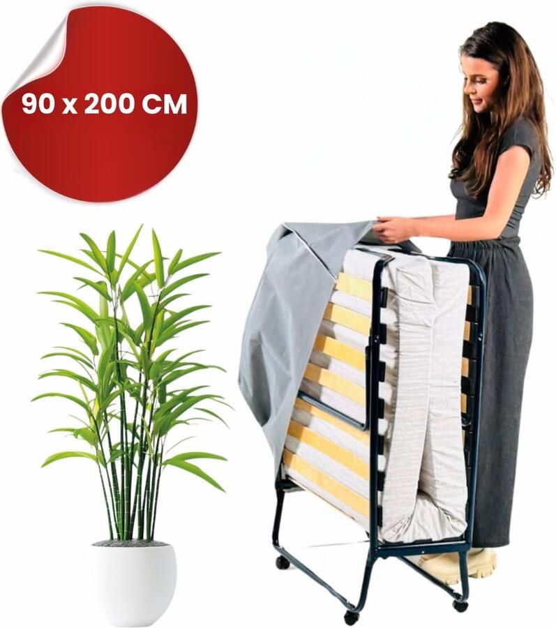 TROONZ Opklapbed Deluxe 90x200 cm – Vouwbed Logeerbed – incl. Koudschuimmatras Inklapbaar Logeermatras 30 nachten proefslapen Lattenbodem Incl. Wielen Eenpersoonsbed - Foto 5